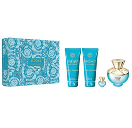 Versace Dylan Turquoise Pour Femme zestaw woda toaletowa spray 100ml + żel do ciała 100ml + żel pod prysznic 100ml + miniatura wody toaletowej 5ml