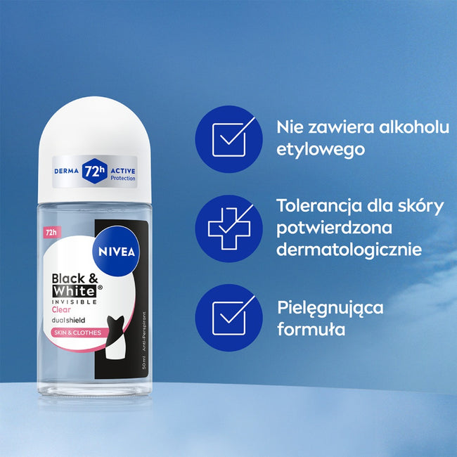 Nivea Black & White Invisible Clear antyperspirant w kulce 50ml