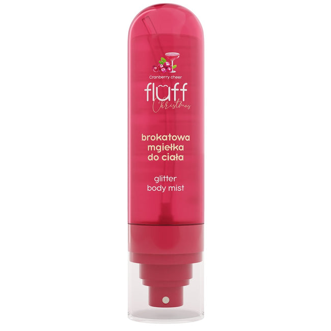 Fluff Cranberry Cheer zestaw żel pod prysznic 200ml + brokatowa mgiełka do ciała 80ml + opaska kosmetyczna