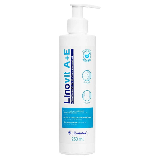 Ziołolek Linovit A+E dermatologiczny żel do mycia z witaminami A i E 250mm