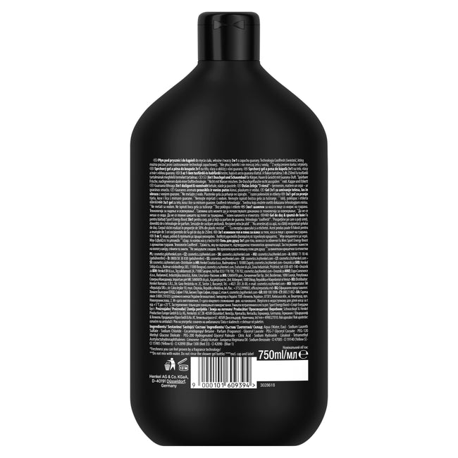 Fa Men Sport Energy Boost żel pod prysznic z formułą 3w1 o zapachu guarany i żeń-szenia 750ml