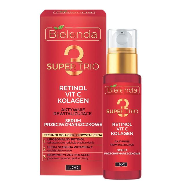 Bielenda Super Trio aktywnie rewitalizujące serum przeciwzmarszczkowe na noc 30ml