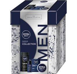 Nivea Men Deep Collection zestaw krem uniwersalny 75ml + antyperspirant roll-on 50ml + żel pod prysznic 3w1 250ml + antybakteryjna woda po goleniu 100ml