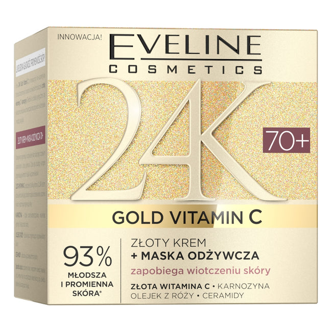 Eveline Cosmetics 24K Gold Vitamin C złoty krem + maska odżywcza 70+ 50ml