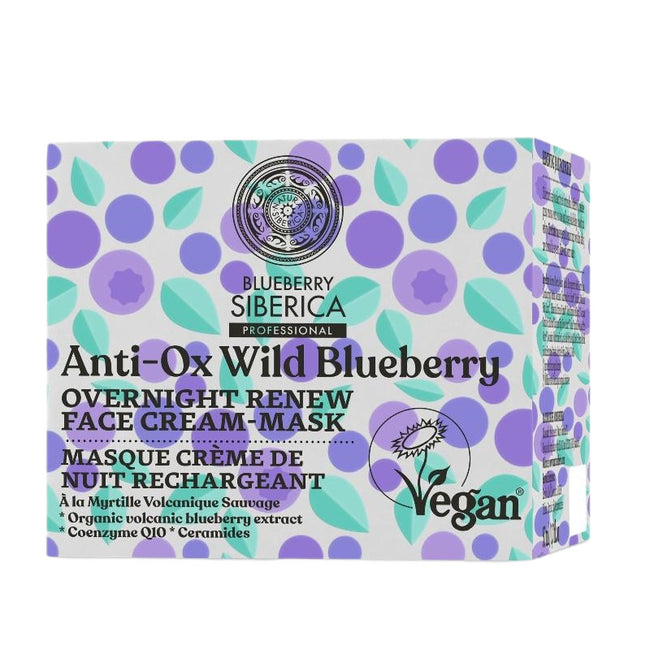 Natura Siberica Blueberry Siberica wegański odmładzający krem-maska do twarzy na noc 50ml