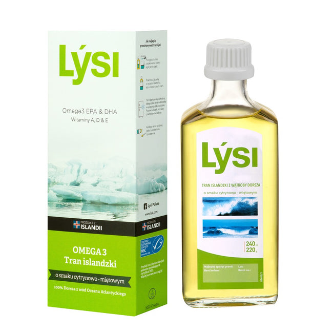 Lysi Tran islandzki o smaku cytrynowo-miętowym 240ml