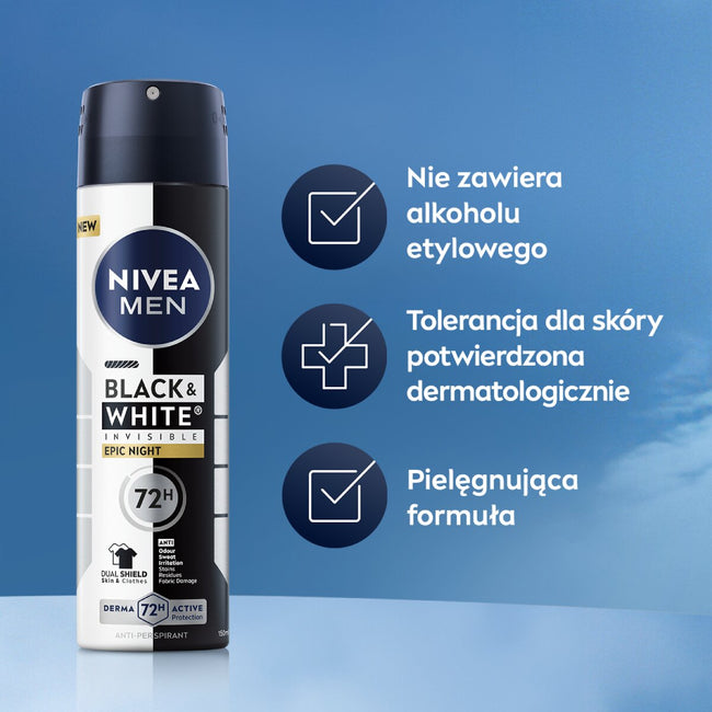 Nivea Men Black & White Invisible Epic Night antyperspirant spray 150ml