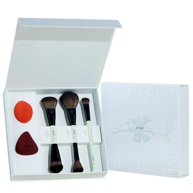 JESSUP Ultimate Travel Makeup Tool Gift Kit zestaw pędzle do makijażu 3szt. + gąbeczki do makijażu 2szt. T510