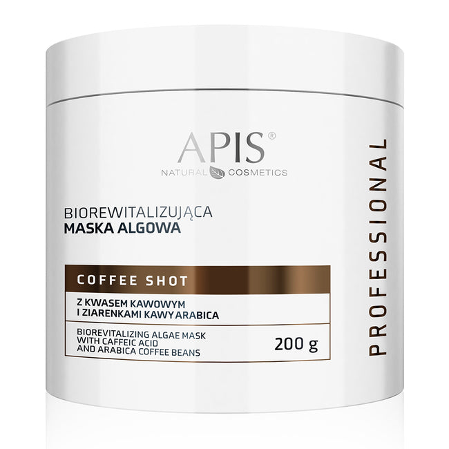 APIS Coffee Shot biorewitalizująca maska algowa z kwasem kawowym i ziarenkami kawy arabica 200g