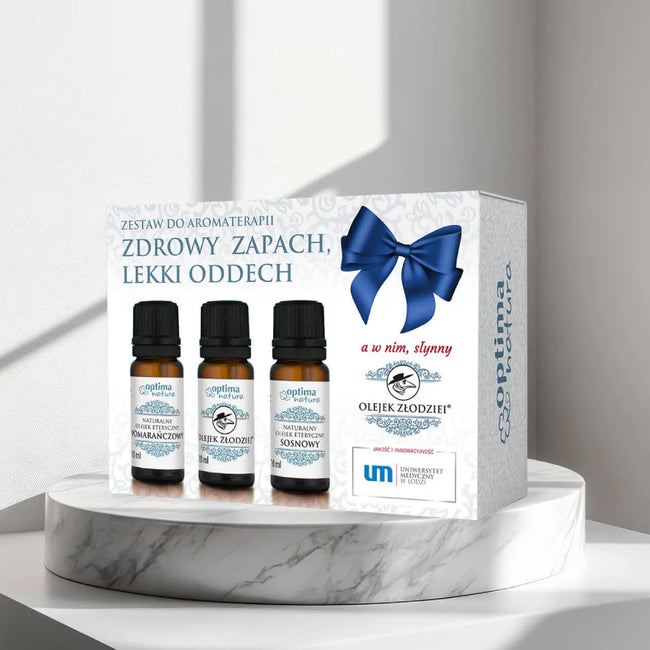 Optima Natura Zdrowy zapach lekki oddech zestaw olejków eterycznych do aromaterapii Pomarańczowy + Złodziei + Sosnowy 3x10ml