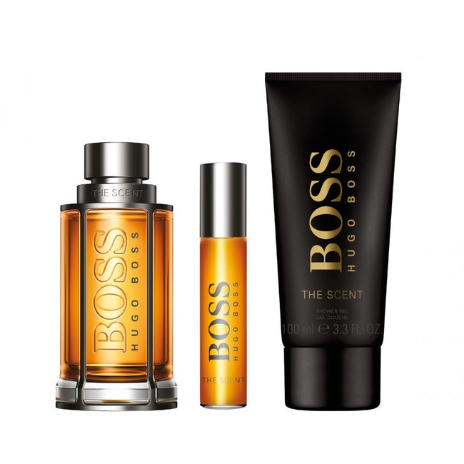 Hugo Boss Boss The Scent For Man zestaw woda toaletowa spray 100ml + woda toaletowa spray 10ml + żel pod prysznic 100ml