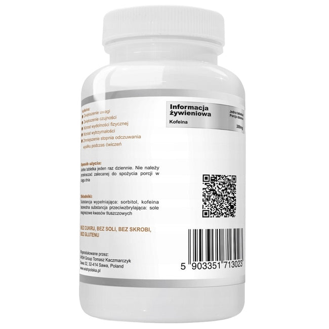 WISH Pharmaceutical Coffeine 200mg kofeina bezwodna suplement diety 120 tabletek