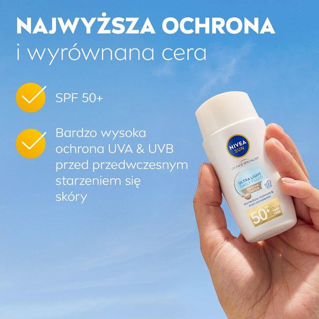 Nivea Sun Ultra Light Daily Fluid SPF50+ fluid do twarzy Medium Tinted 40ml