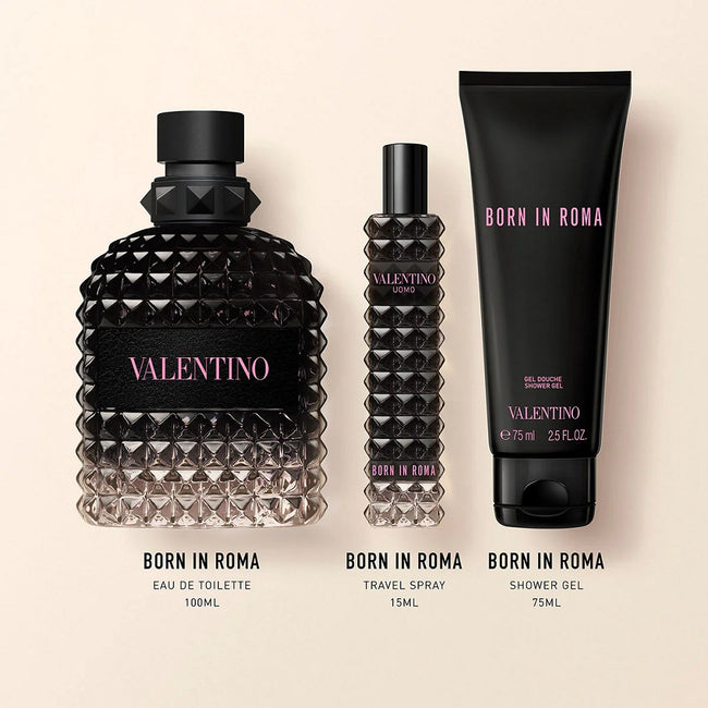 Valentino Uomo Born in Roma zestaw woda toaletowa spray 100ml + żel pod prysznic 75ml + woda toaletowa spray 15ml