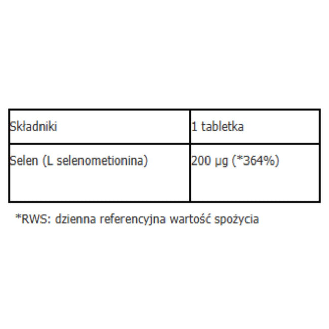 Aliness Selen L-selenometionina 200µg suplement diety 100 tabletek