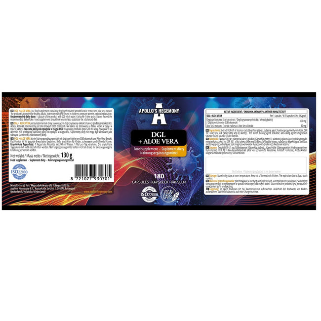 Apollo's Hegemony DGL + Aloe Vera suplement diety 180 kapsułek