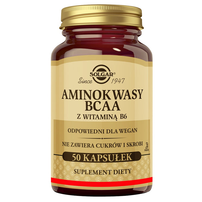 Solgar Aminokwasy BCAA z witaminą B6 suplement diety 50 kapsułek