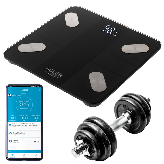 Adler Smart waga łazienkowa analityczna AD 8186 Czarna