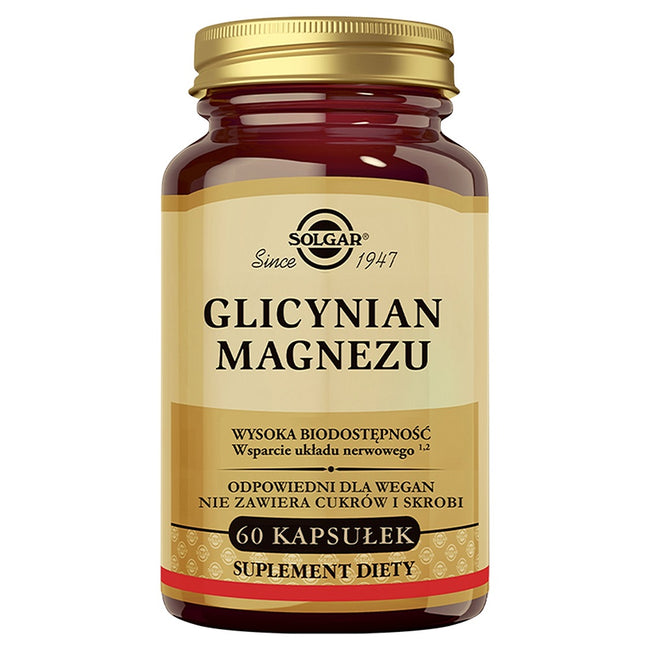 Solgar Glicynian Magnezu suplement diety 60 kapsułek
