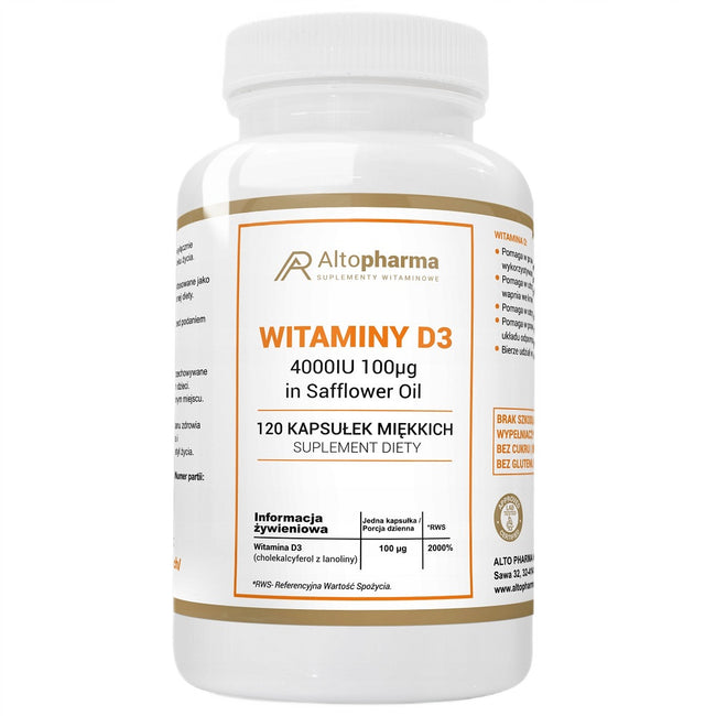 AltoPharma Witamina D3 4000IU 100µg w oleju suplement diety 120 kapsułek