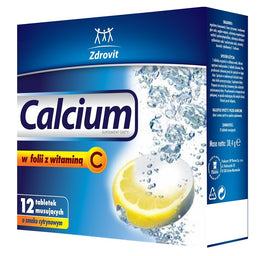 Zdrovit Calcium w folii z witaminą C suplement diety 12 tabletek musujących