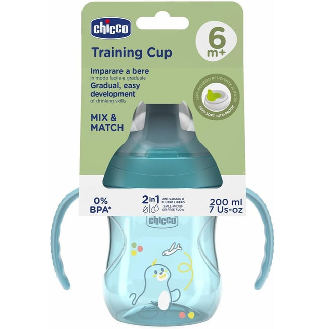 Chicco Training Cup kubek niekapek z twardym ustnikiem 6m+ Turkusowy200ml