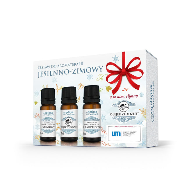 Optima Natura Jesienno-Zimowy zestaw olejków eterycznych do aromaterapii Cytrynowy + Złodziei + Eukaliptusowy 3x10ml