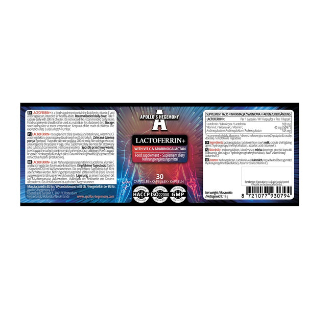 Apollo's Hegemony Lactoferrin+ suplement diety 30 kapsułek