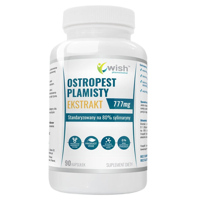 WISH Pharmaceutical Ostropest Plamisty Ekstrakt 77mg suplement diety 90 kapsułek