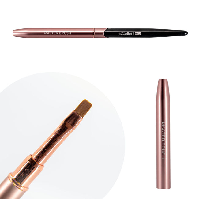 Excellent PRO Master Brush pędzelek do żelu Flat #4 Pink & Black