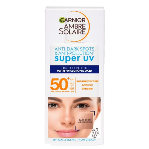 Garnier Ambre Solaire Super UV fluid ochronny do twarzy przeciw przebarwieniom SPF50+ 40ml