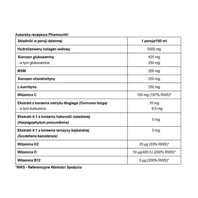 Pharmovit Stawy Chrząstki Mięśnie Supples & Go suplement diety w płynie 100ml