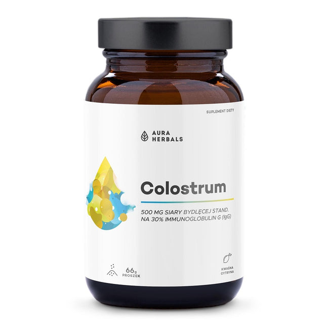 Aura Herbals Colostrum 500mg suplement diety w proszku kwaśna cytryna 66g