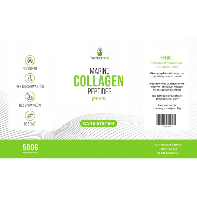 BetterMe Marine Collagen Peptides Pure suplement diety na mocne stawy kości i mięśnie 500g