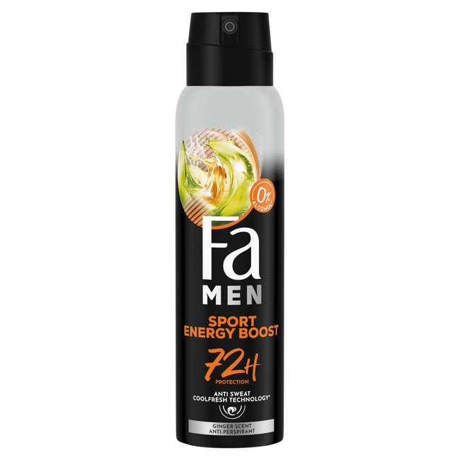 Fa Men Sport Energy Boost 72h antyperspirant w sprayu o pobudzającym zapachu imbiru i cytryny 150ml