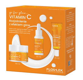 Floslek go for glow…VITAMIN C Rozjaśnienie z efektem glow zestaw krem anti-aging na dzień i na noc 50ml + rozjaśniające serum Vit C 10% 30ml + rozświetlający krem pod oczy 30ml