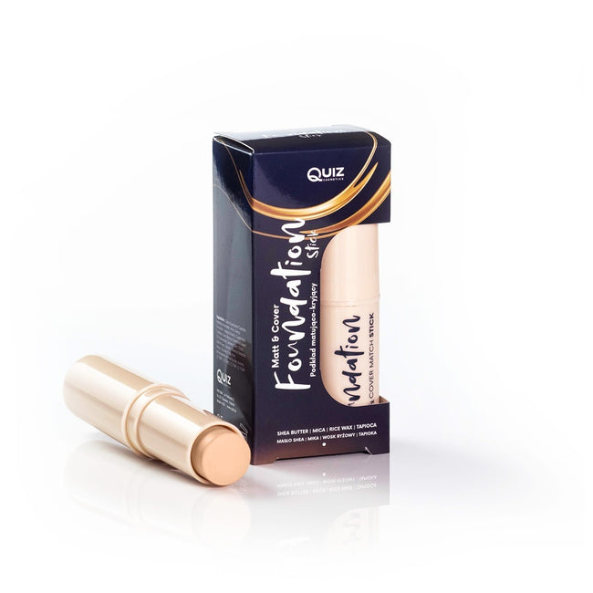 Quiz Cosmetics Matt & Cover Stick Foundation kryjący podkład w sticku wzbogacony olejem rycynowym i masłem shea