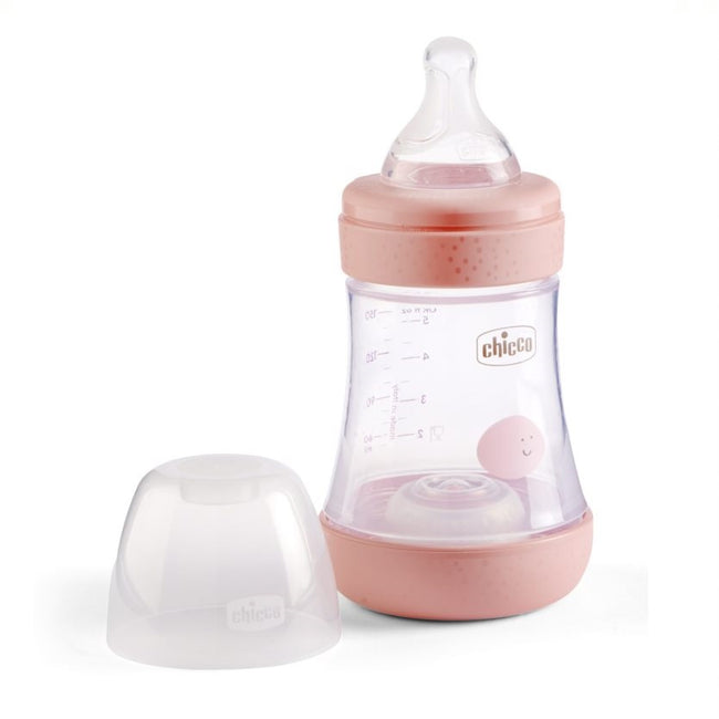 Chicco Perfect5 butelka antykolkowa ze smoczkiem silikonowym przepływ wolny 0m+ Girl 150ml