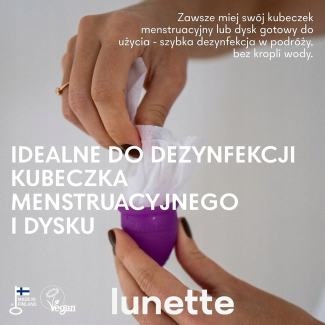Lunette Cup Wipes chusteczki do czyszczenia kubeczków i dysków menstruacyjnych 20szt.