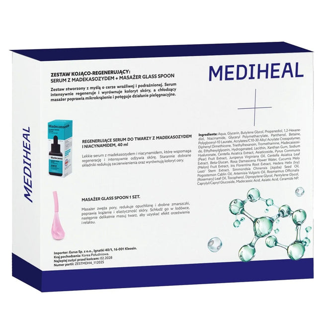 Mediheal Korean Skincare Set zestaw serum do twarzy 40ml + szklany masażer