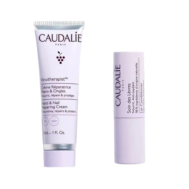 Caudalie Vinotherapist zestaw regenerujący krem do rąk i paznokci 30ml + odżywczy balsam do ust 4.5g