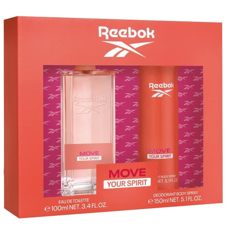 reebok move your spirit for her woda toaletowa 100 ml   zestaw