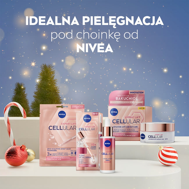 Nivea Cellular Expert Lift zestaw serum do twarzy 30ml + krem anti-age na dzień SPF30 50ml + chłodząco-modelująca maska w płachcie 1szt