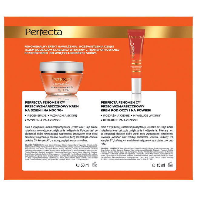 Perfecta Fenomen C zestaw przeciwzmarszczkowy krem do twarzy 70+ 50ml + przeciwzmarszczkowy krem pod oczy i na powieki 15ml