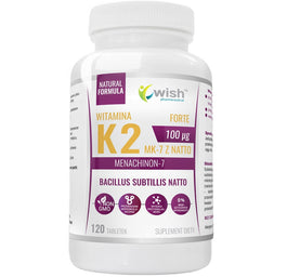 WISH Pharmaceutical Witamina K2 100µg MK-7 z Natto suplement diety 120 tabletek