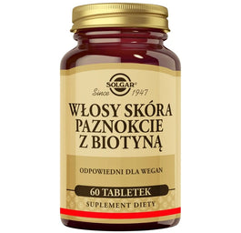 Solgar Włosy skóra paznokcie z biotyną suplement diety 60 tabletek