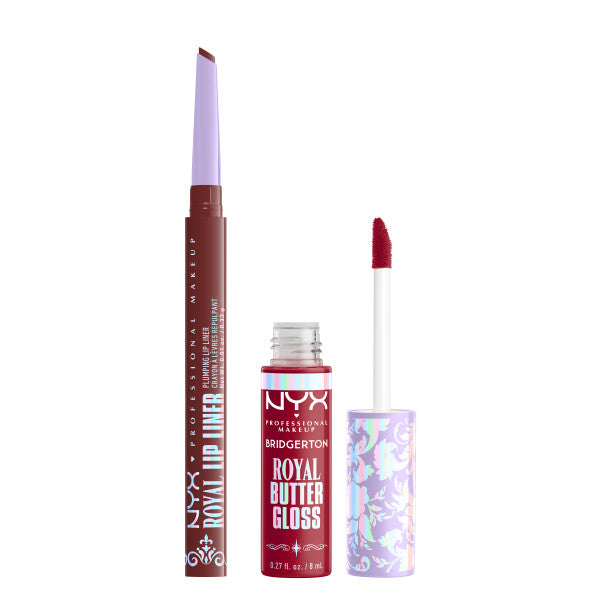 NYX Professional MakeUp Bridgerton Royal Treasures 2-Piece Lip Kit zestaw błyszczyk i konturówka 2szt.