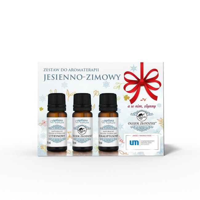 Optima Natura Jesienno-Zimowy zestaw olejków eterycznych do aromaterapii Cytrynowy + Złodziei + Eukaliptusowy 3x10ml