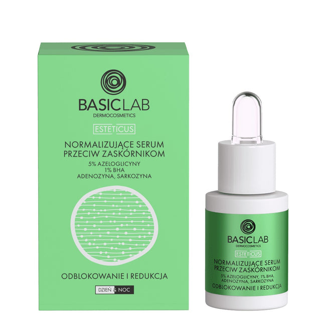 BasicLab Esteticus normalizujące serum przeciw zaskórnikom z 5% azeloglicyny i 1% BHA 15ml