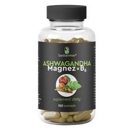 BetterMe Ashwagandha Magnez B6 suplement diety na zmęczenie i stres 100 kapsułek